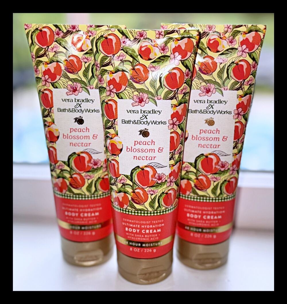 Bath & Body Works Peach Blossom & Nectar Vera Bradley Hydration Body Cream x3